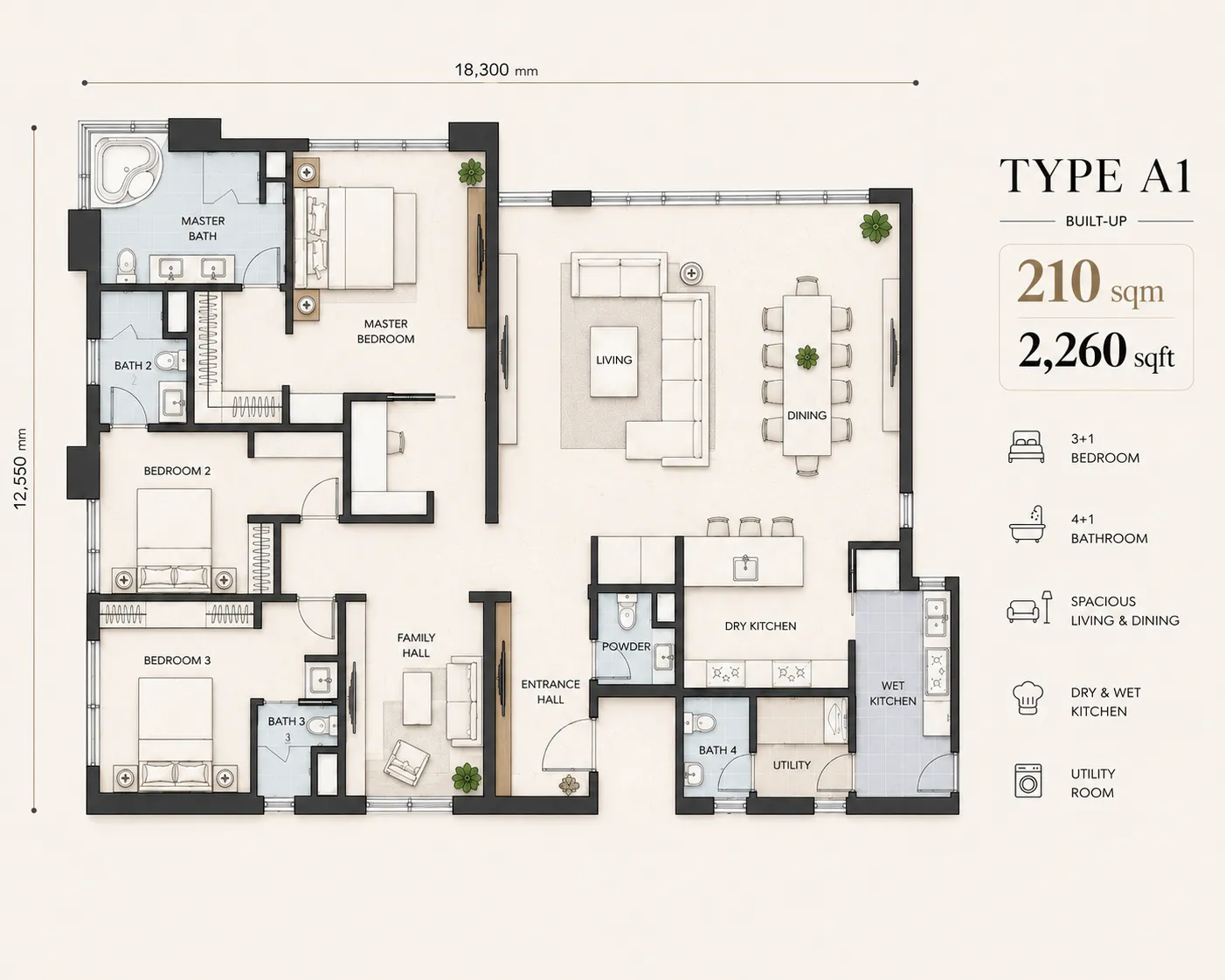 Type A1 Floor Plan - Cappella Embassy