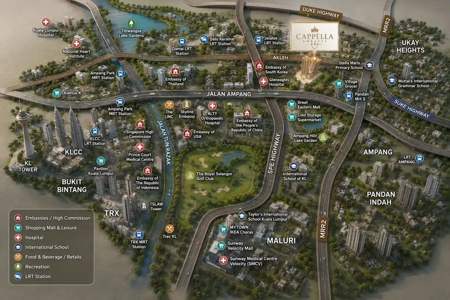 Cappella Embassy Location Map - Jalan Ampang, Kuala Lumpur